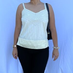 Elegant White Embellished Women's Top